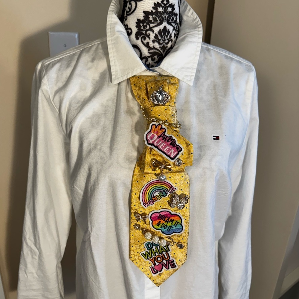 Yellow Embellished Women's Decorative Tie by Tommy Hilfiger